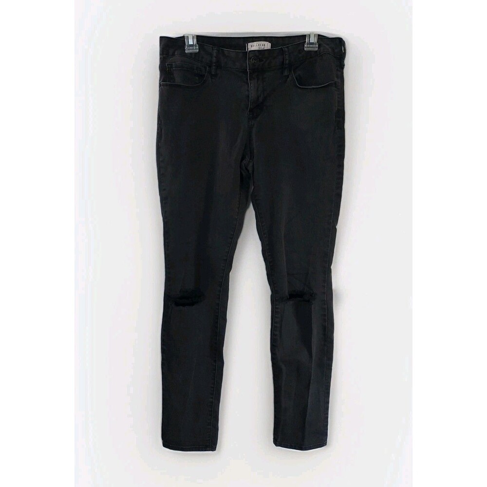 Bullhead Black Jeans Womens Juniors Size 13 Distressed Denim Stretch Skinny